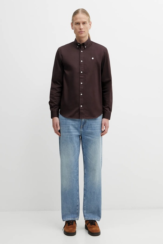Памучна риза Carhartt WIP L/S Madison Shirt I023339.39GXX кафяв
