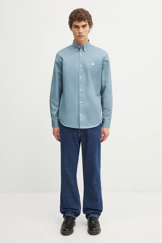 Βαμβακερό πουκάμισο Carhartt WIP L/S Madison Shirt I023339.39HXX μπλε