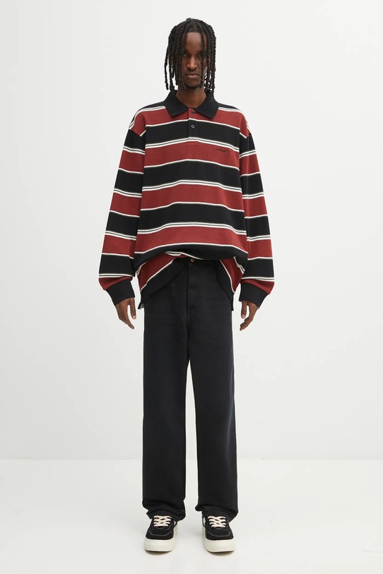 Carhartt WIP longsleeve bawełniany L/S Malone Rugby Shirt I035313.37UXX czerwony