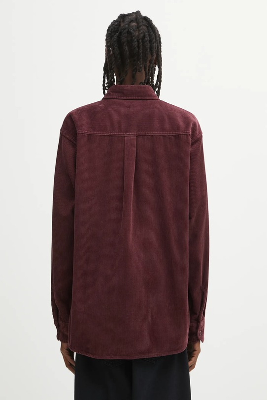 Odzież Carhartt WIP koszula bawełniana L/S Flint Shirt I035837.33KXX bordowy