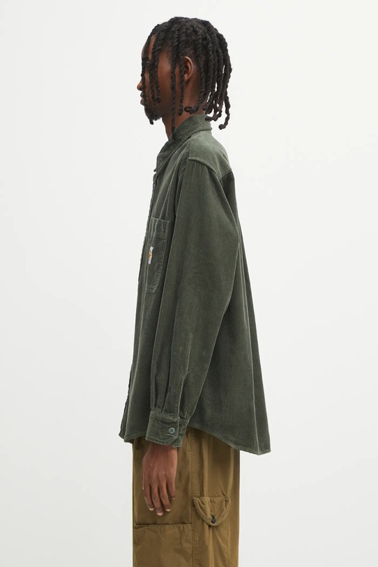 Carhartt WIP camicia in cotone L/S Flint Shirt I035837.2ZXXX verde AW25