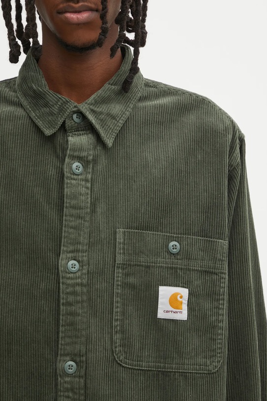 Carhartt WIP camicia in cotone L/S Flint Shirt verde I035837.2ZXXX