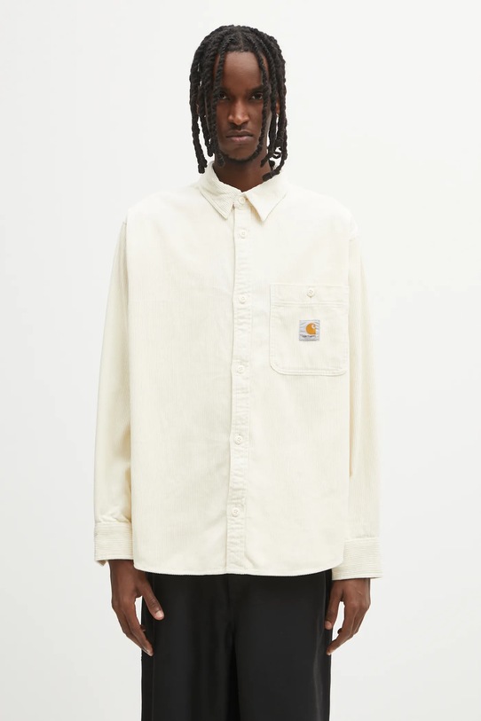 Carhartt WIP koszula sztruksowa L/S Flint Shirt casual beżowy I035837.1NGXX