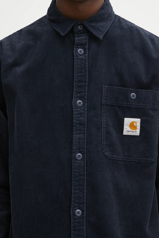 Carhartt WIP koszula sztruksowa L/S Flint Shirt granatowy I035837.J0XX