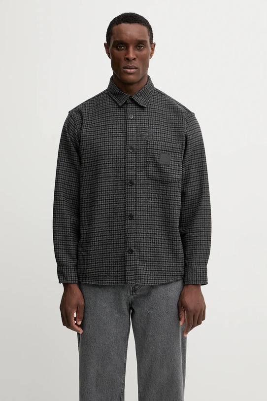 Carhartt WIP koszula z dodatkiem wełny L/S Lowis Shirt casual szary I035328.35LXX