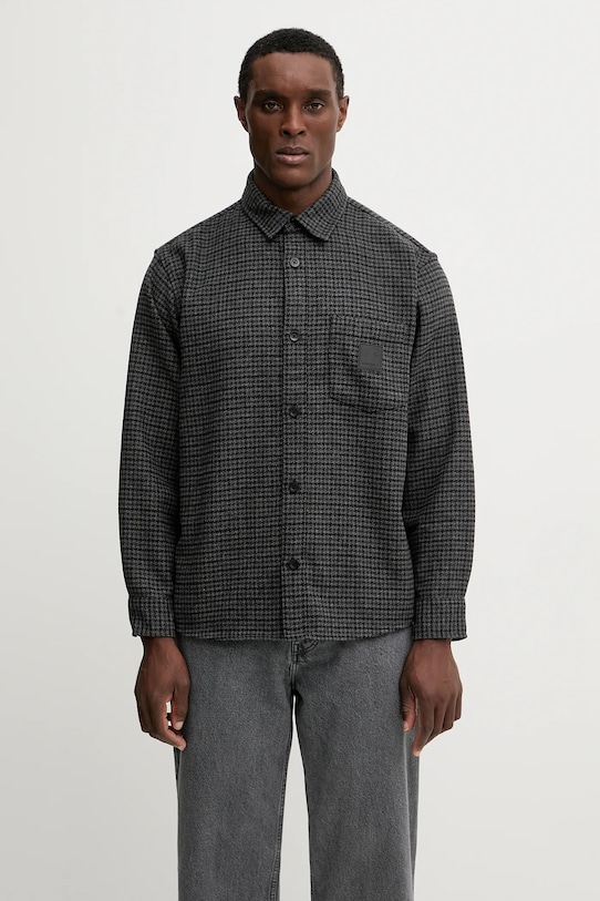 Carhartt WIP koszula z dodatkiem wełny L/S Lowis Shirt casual szary I035328.35LXX