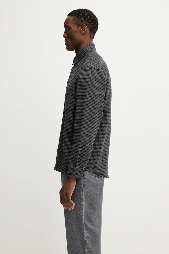 Carhartt WIP koszula z dodatkiem wełny L/S Lowis Shirt I035328.35LXX szary AW25