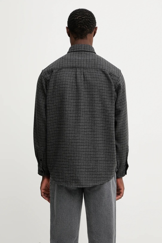 Odzież Carhartt WIP koszula z dodatkiem wełny L/S Lowis Shirt I035328.35LXX szary