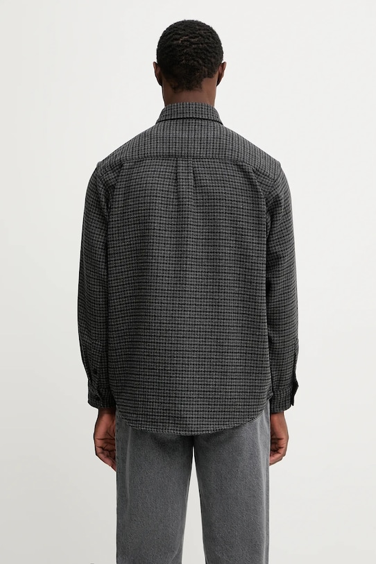 Odzież Carhartt WIP koszula z dodatkiem wełny L/S Lowis Shirt I035328.35LXX szary