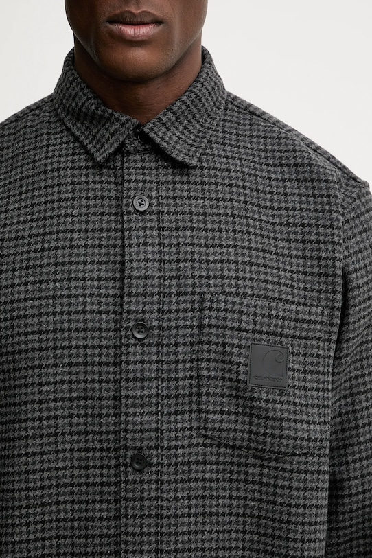 Carhartt WIP koszula z dodatkiem wełny L/S Lowis Shirt szary I035328.35LXX