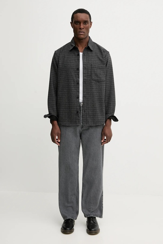 Carhartt WIP koszula z dodatkiem wełny L/S Lowis Shirt I035328.35LXX szary