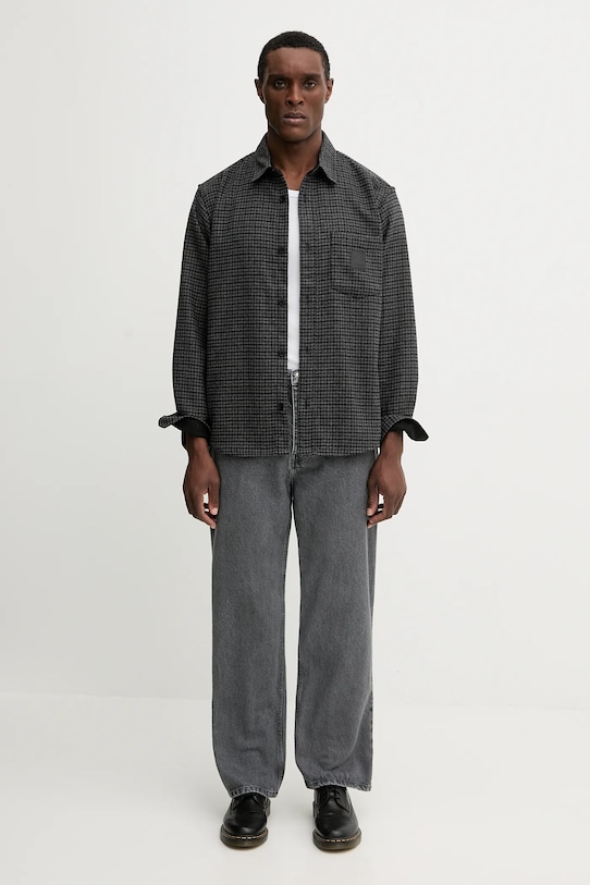 Carhartt WIP koszula z dodatkiem wełny L/S Lowis Shirt I035328.35LXX szary