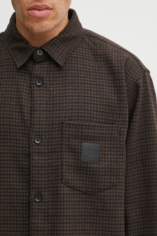 Košile s příměsí vlny Carhartt WIP L/S Lowis Shirt hnědá I035328.35MXX