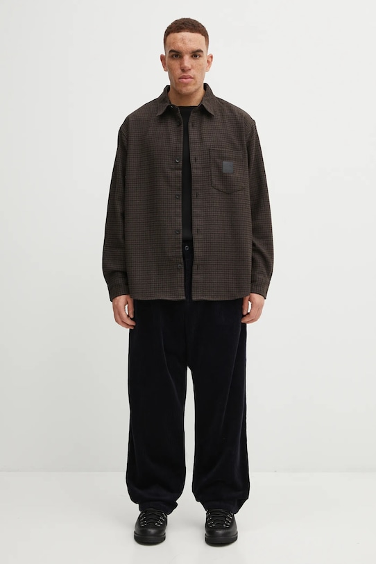 Košile s příměsí vlny Carhartt WIP L/S Lowis Shirt I035328.35MXX hnědá