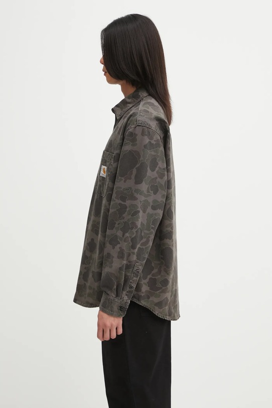 Carhartt WIP koszula bawełniana L/S Duck Shirt I033769.3ELGD zielony AW25