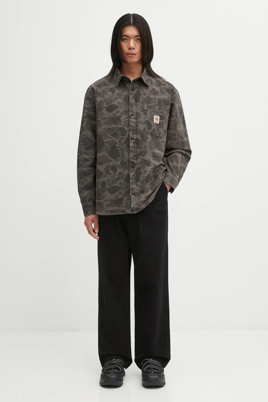 Carhartt WIP koszula bawełniana L/S Duck Shirt I033769.3ELGD zielony