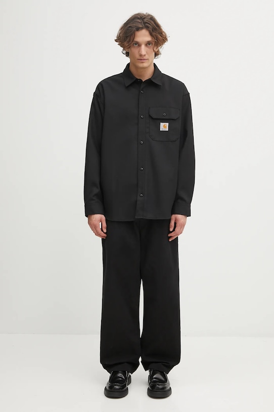 Košile s příměsí vlny Carhartt WIP L/S Ray Shirt I035626.8901 černá