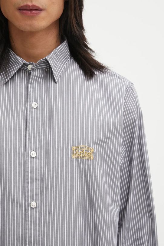 Aries koszula bawełniana Stripe Poplin Classic szary AR4010104