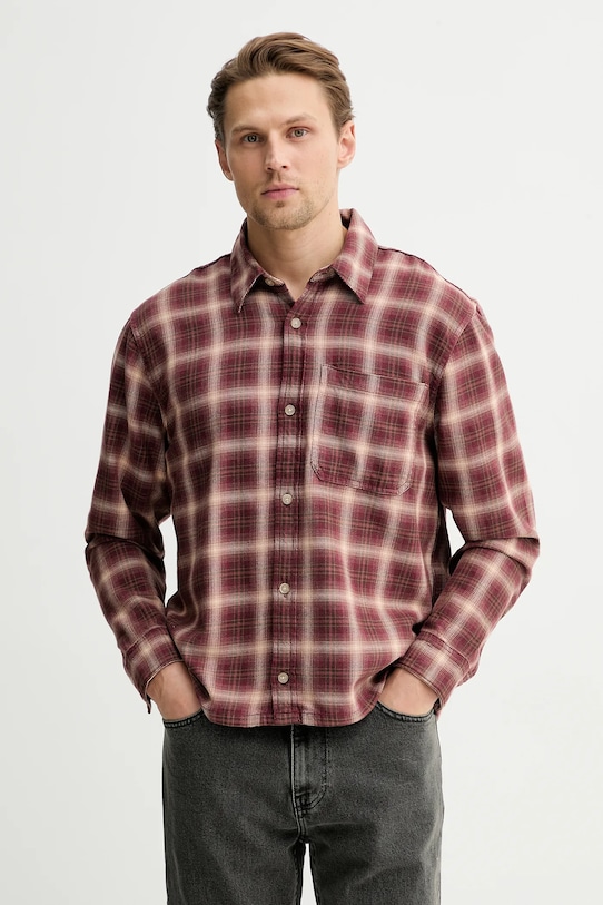 Hollister Co. koszula bawełniana wzorzyste bordowy KI325.5248.518