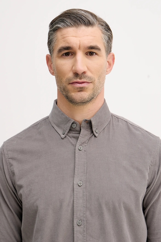 Manšestrová košile United Colors of Benetton šedá 5T98UQ066