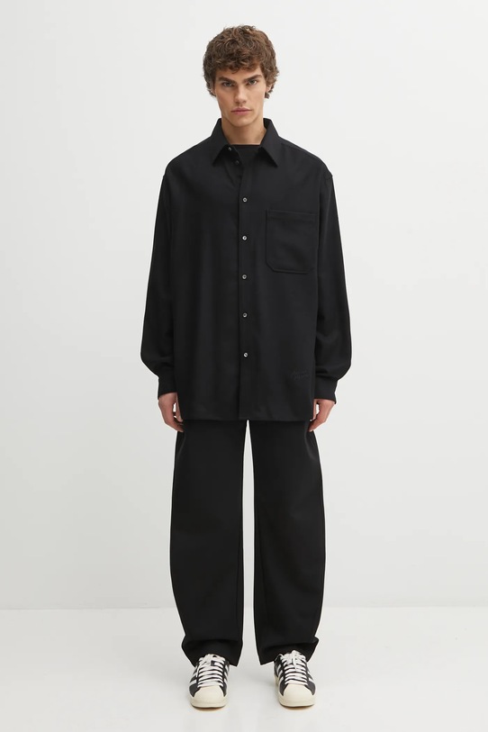 Maison Kitsuné wool shirt Handwriting Oversized PM00427WT3017 black