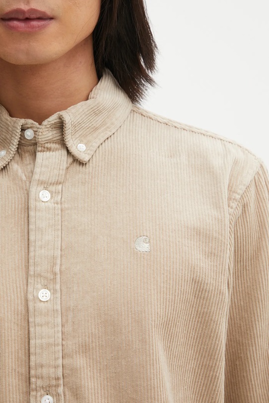 Carhartt WIP koszula bawełniana L/S Madison Cord beżowy I029958.0FGXX