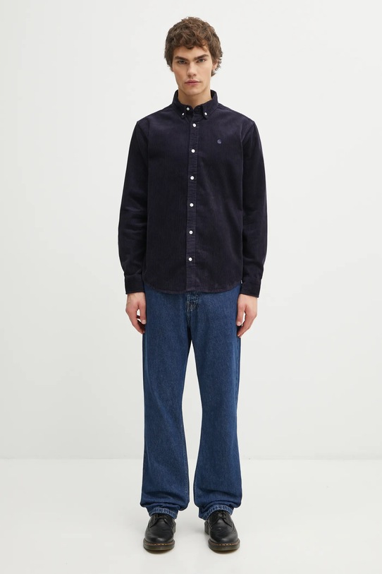 Carhartt WIP koszula sztruksowa L/S Madison Cord I029958.0FHXX granatowy