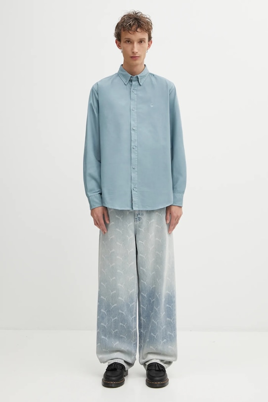 Carhartt WIP koszula bawełniana L/S Bolton I030238.33EXX turkusowy