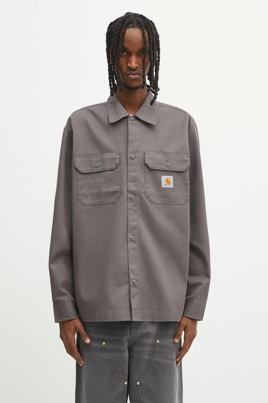 Carhartt WIP koszula L/S Craft gładkie szary I033814.33CXX