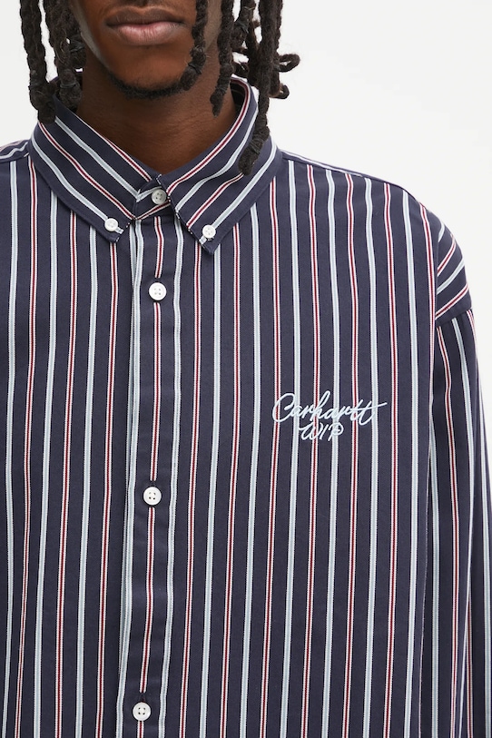 Carhartt WIP cotton shirt L/S Palance navy I035330.35HXX