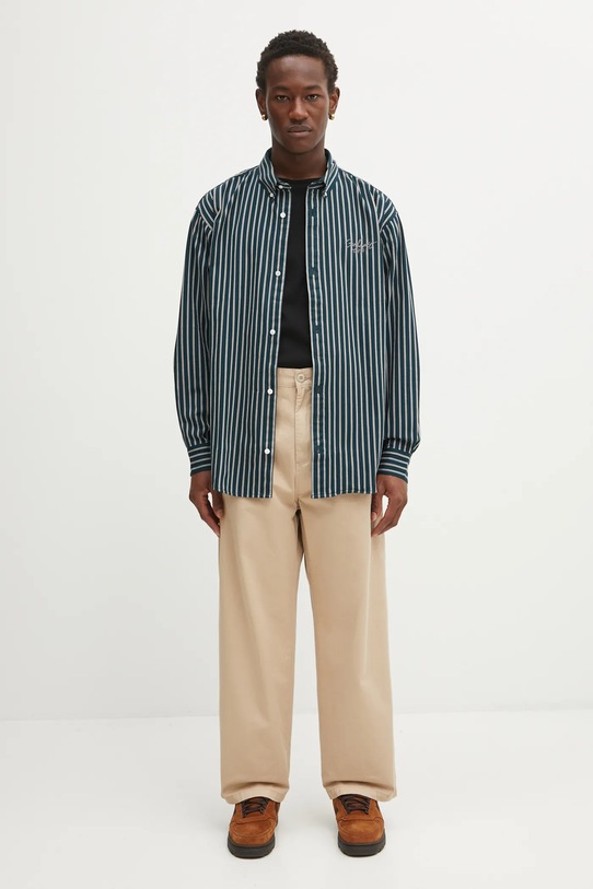 Carhartt WIP koszula bawełniana L/S Palance I035330.35JXX turkusowy