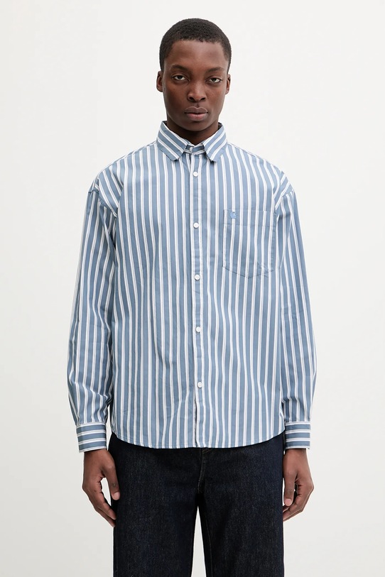 Carhartt WIP koszula bawełniana L/S Malden wzorzyste szary I035334.3CYXX