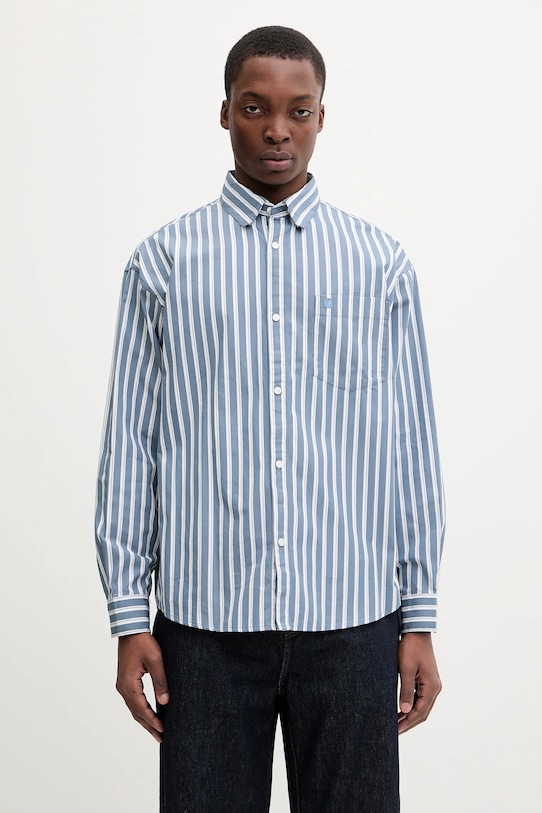 Carhartt WIP koszula bawełniana L/S Malden wzorzyste szary I035334.3CYXX