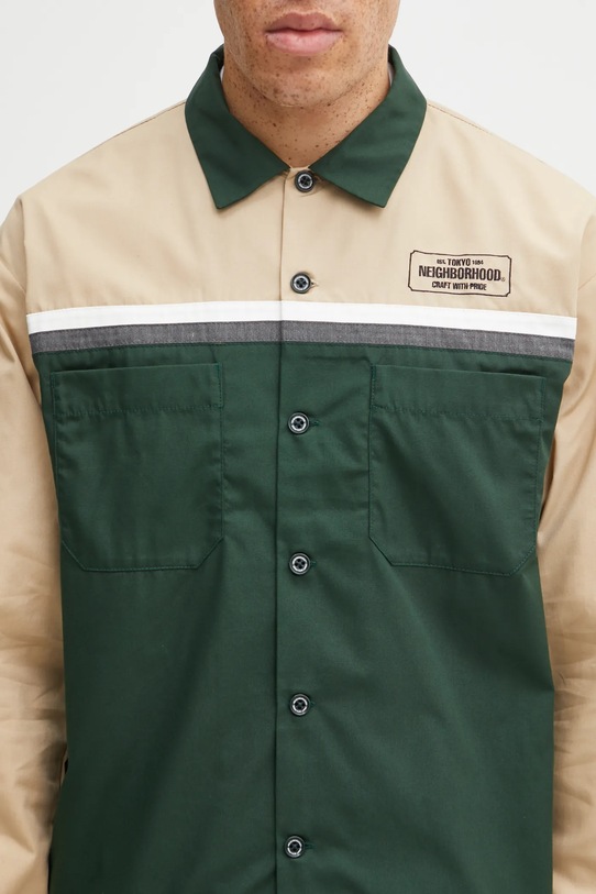 NEIGHBORHOOD koszula CLASSIC WORK BICOLOR zielony 252TSNH.SHM02