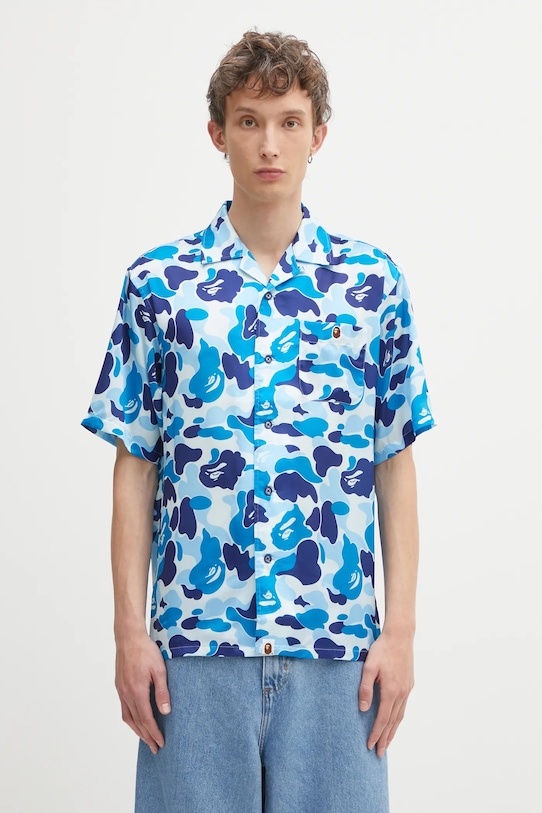 A Bathing Ape shirt Camo all-over print blue 001SRL301007M