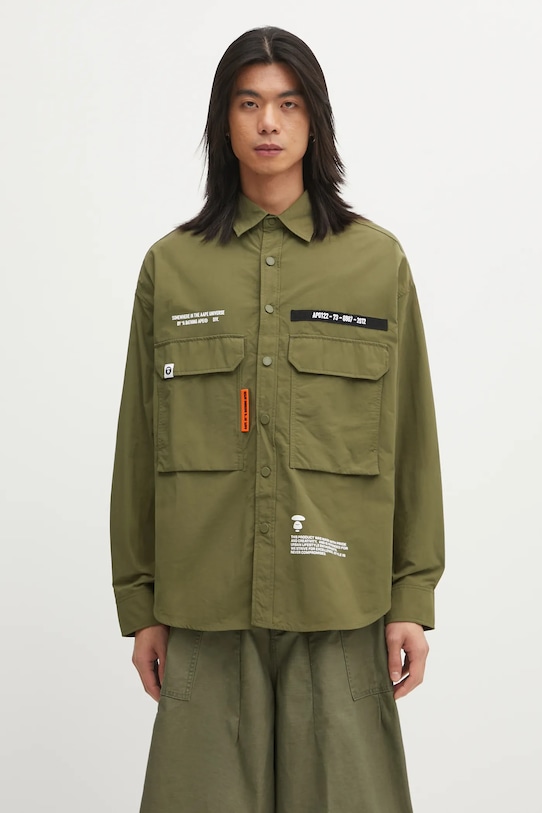 Košeľa AAPE Main ostatné zelená AAPSTM8527XXO