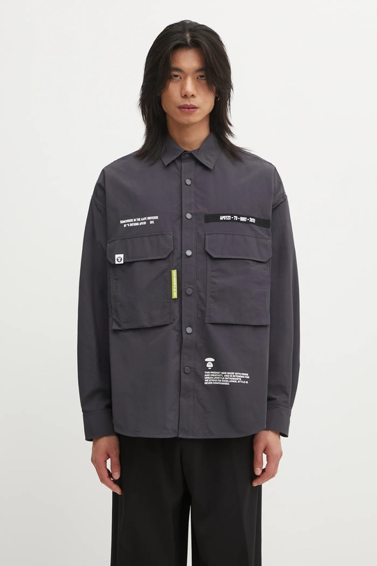 AAPE koszula Main nadruk szary AAPSTM8527XXO