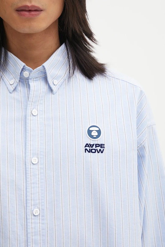 AAPE koszula bawełniana Now niebieski AAPSTM8541XXP