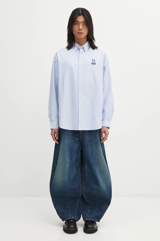 AAPE koszula bawełniana Now AAPSTM8541XXP niebieski