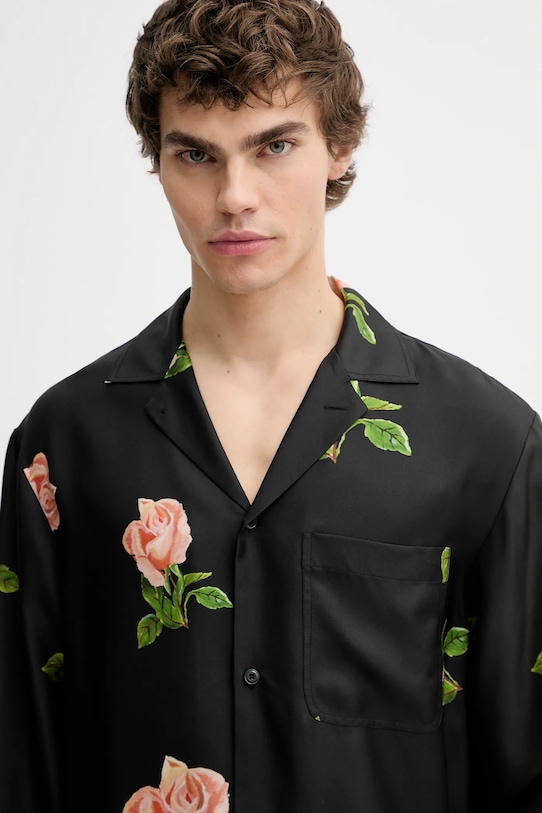 Nanushka koszula jedwabna NM25PFTP01499 czarny NM25PFTP01499