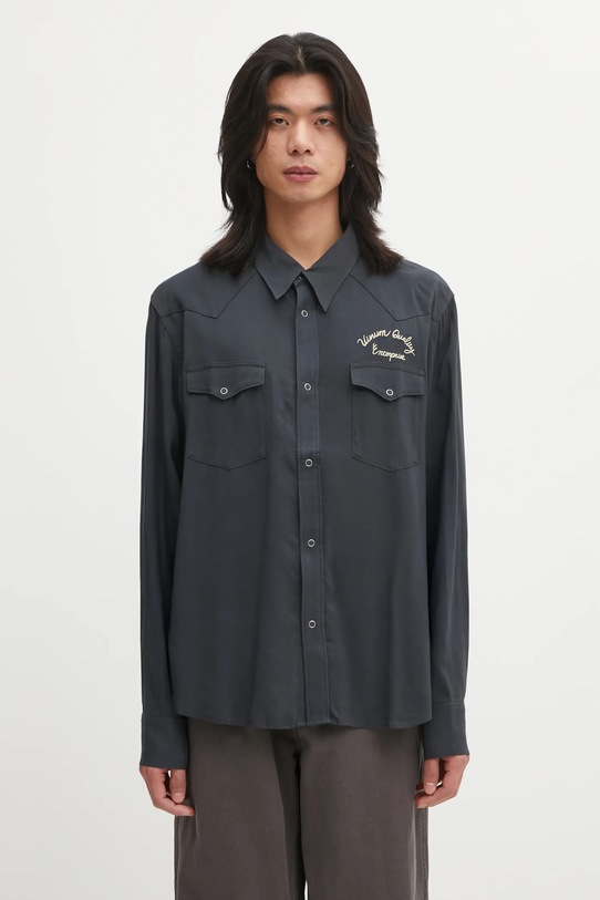 Visvim koszula FOUR CORNERS L.S klasyczny szary 125205011007