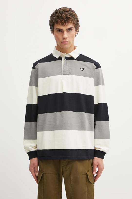 Human Made longsleeve bawełniany RUGBY wzorzyste czarny HM30CS006