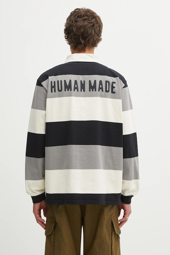 Odzież Human Made longsleeve bawełniany RUGBY HM30CS006 czarny