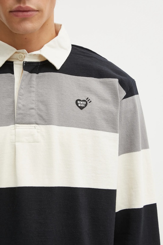 Human Made longsleeve bawełniany RUGBY czarny HM30CS006