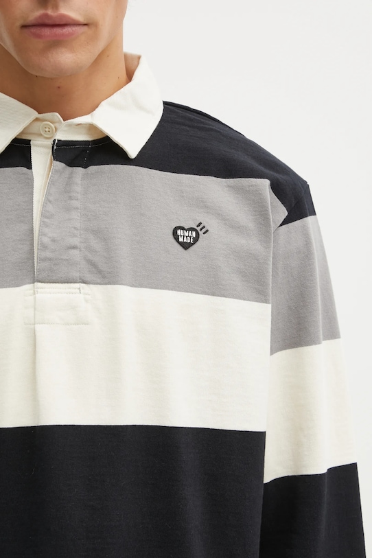 Human Made longsleeve bawełniany RUGBY czarny HM30CS006
