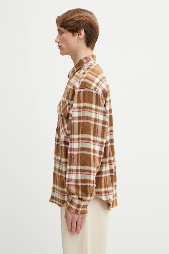 Bavlnená košeľa AAPE AAPSTM8548XXP hnedá AW25