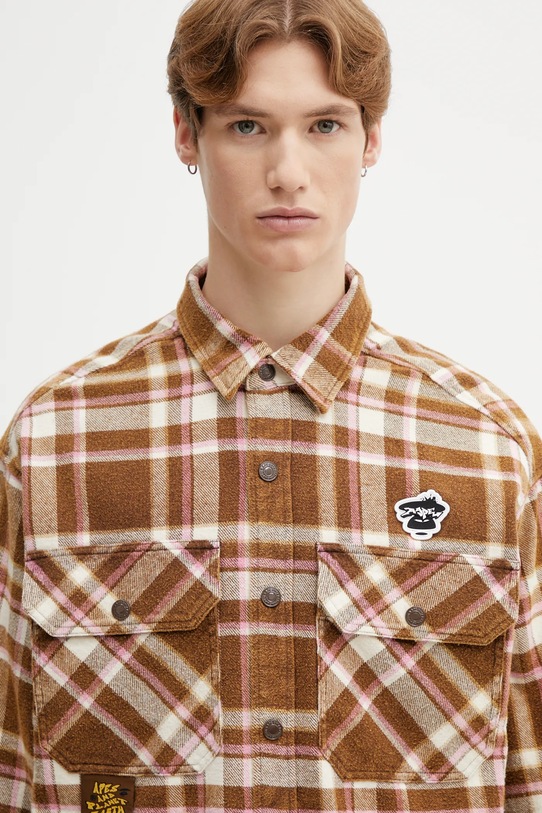 Bavlnená košeľa AAPE hnedá AAPSTM8548XXP