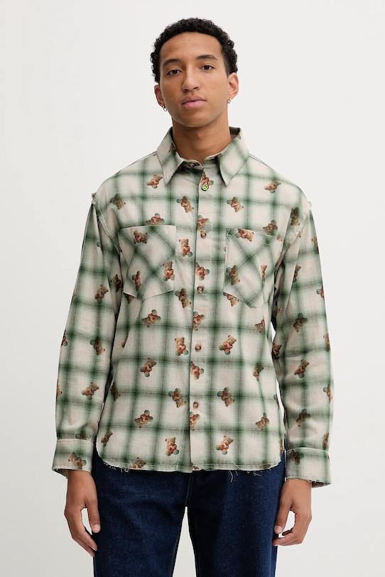 Barrow koszula bawełniana wzorzyste zielony F5BWUASI050
