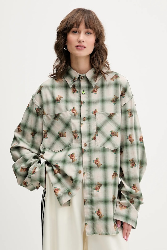 Barrow koszula bawełniana F5BWUASI050 zielony AW25