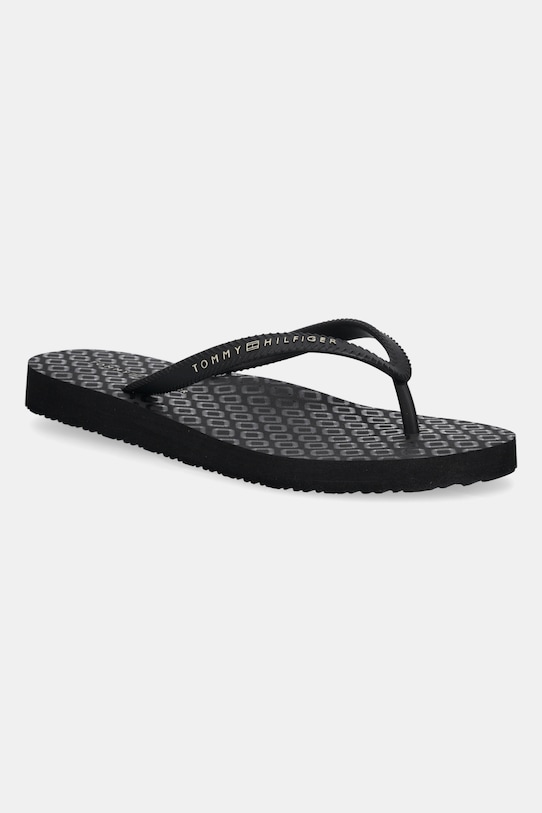 Σαγιονάρες Tommy Hilfiger HILFIGER STRAP BEACH SANDAL φλατ μαύρο FW0FW08736